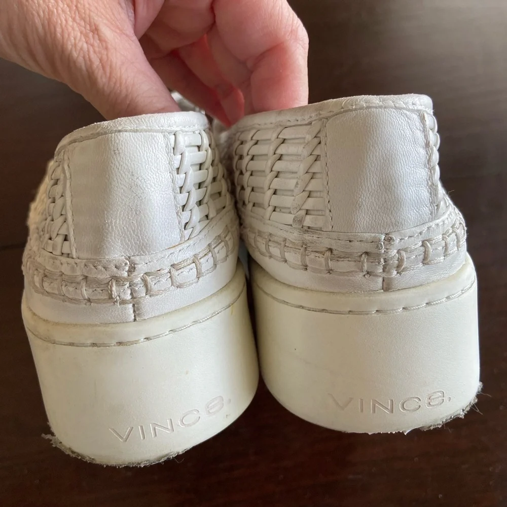 Vince Cream Woven Platform Slip-On Sneakers